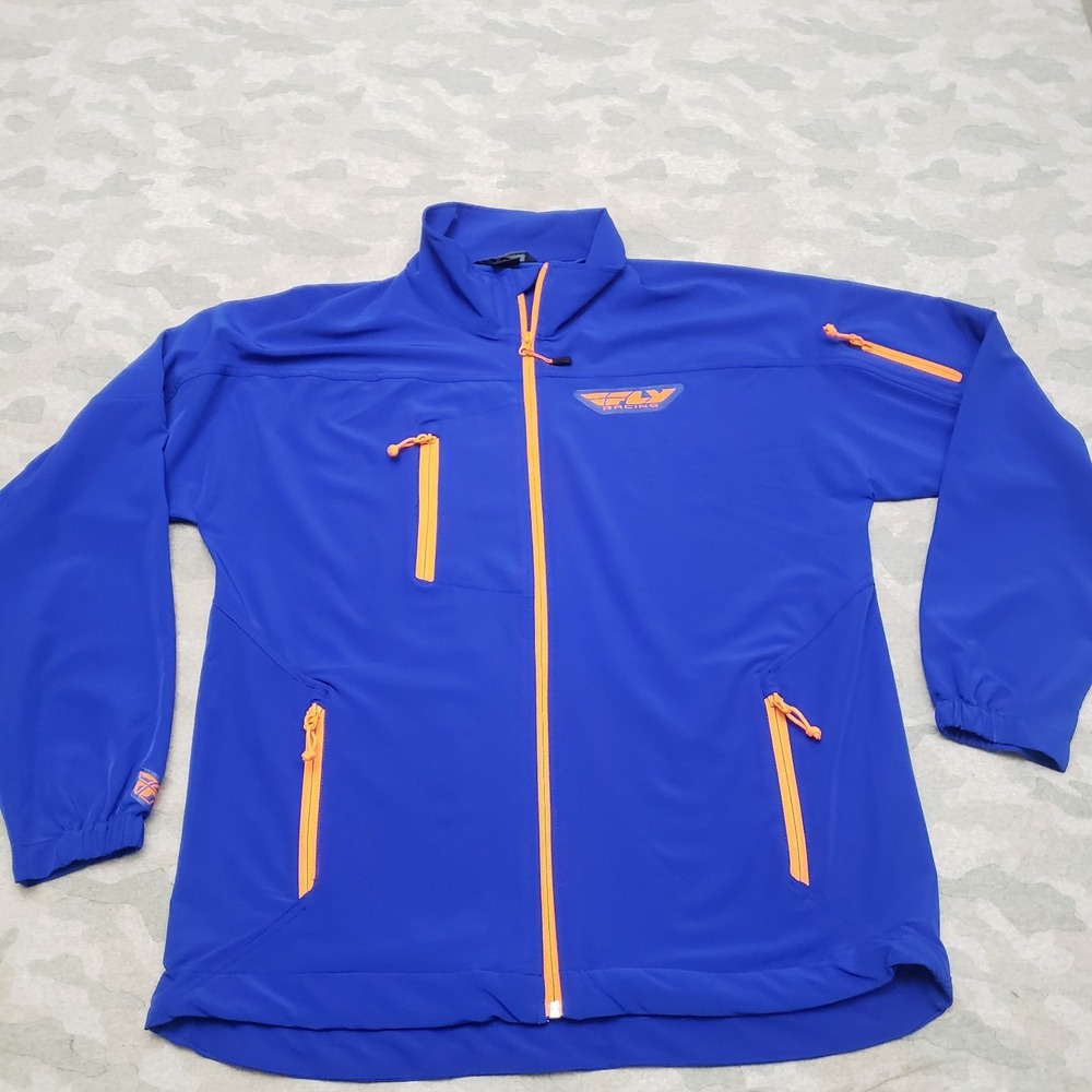 Fly Racing Jacket Mens XL Blue Lightweight Win D Performance Full Zip Pockets
